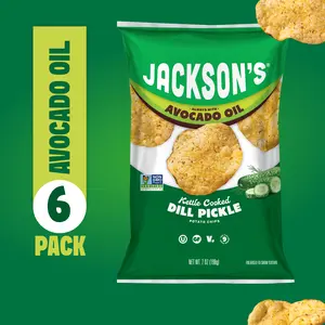 Dill Pickle Kettle Chips in Avocado Oil 7oz (Pack of 6) Non-GMO, Gluten Free, Vegan, Free of the Top 9 Allergens | Shark Tank