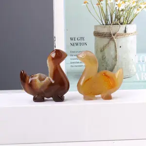 Natural Crystal Swan Design Ornament, 1 Count Hand Carved Animal Shaped Decoration, Desktop Decor for Home Office, Home Decor Ideas