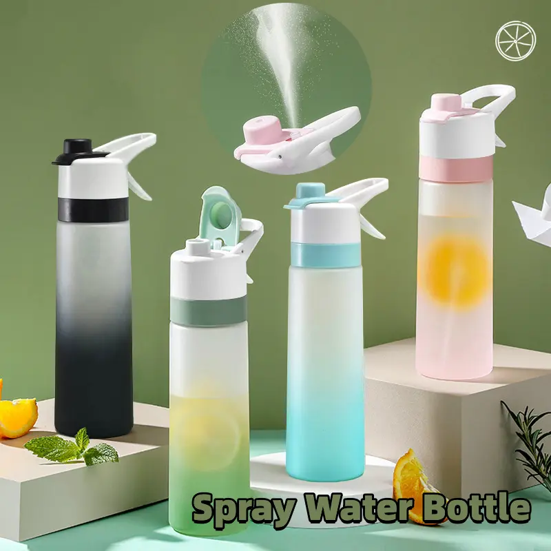2-in-1 Spray Water Bottle for Sports & Outdoor | Large Capacity Mist Sprayer Cup | Travel Gym Drinkware