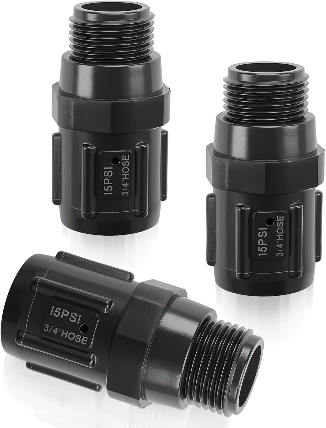 3 Pcs Drip Irrigation Pressure Regulator 15 PSI, 3/4" Female Hose Thread x 3/4" Male Hose Thread Drip Irrigation Pressure Reducer, Garden Hose Pressure Regulator