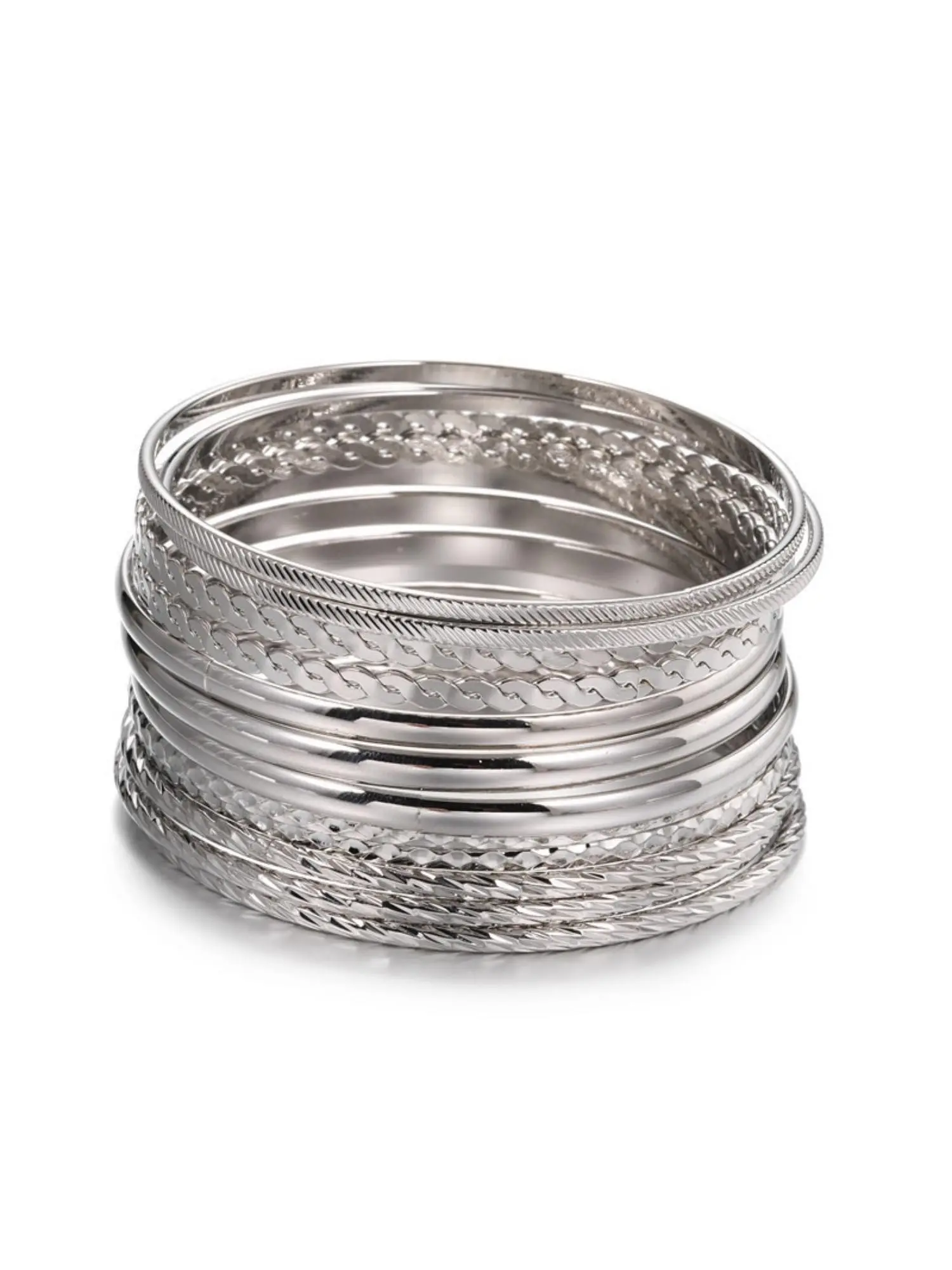 European and American Trendy 12-Piece Bracelet Set, Bohemian Multi-Layer Alloy Bracelets for Women, Fashionable Jewelry Collection, Stackable Bracelets, Layered Stack Bangles