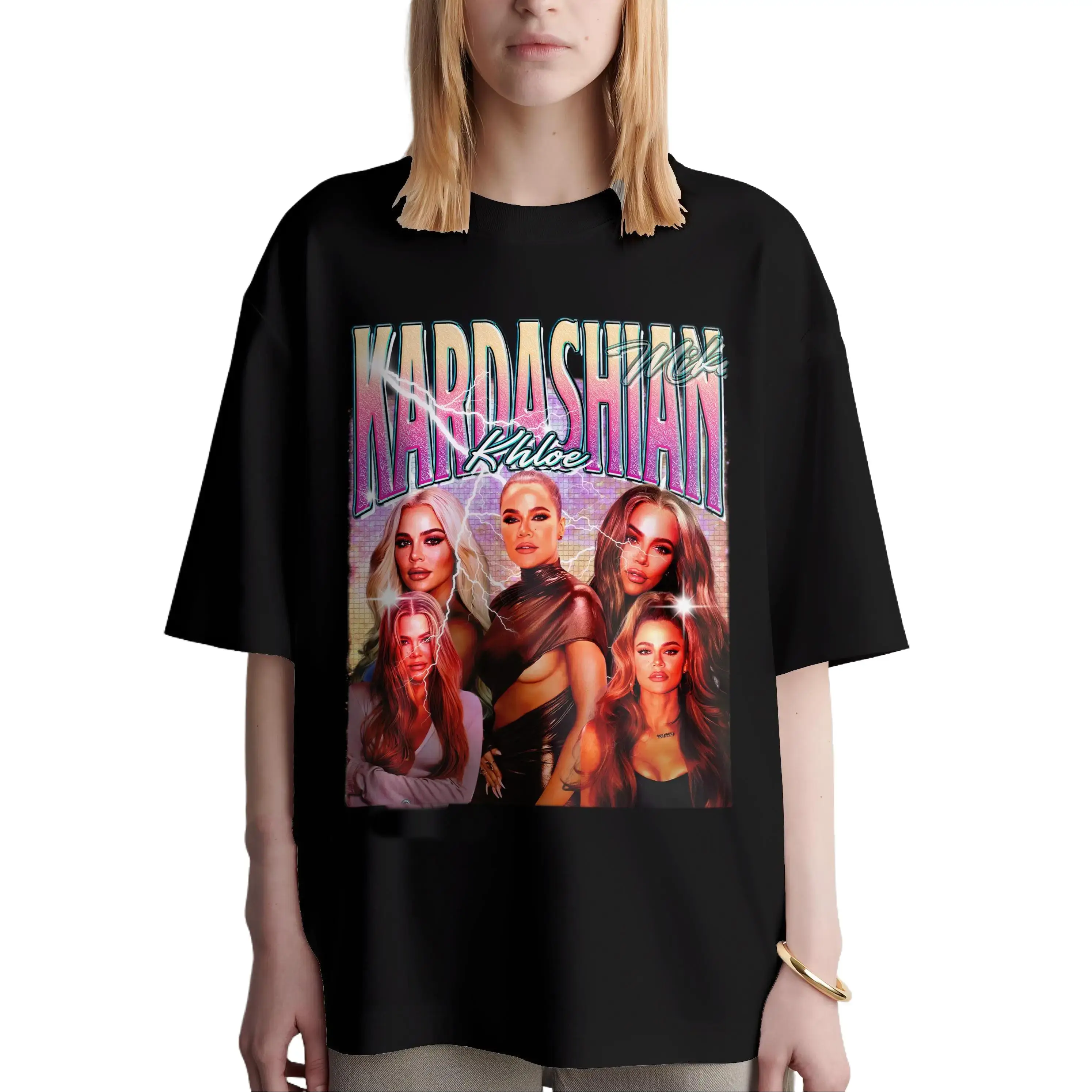 Women's Khloe Kardashian Vintage Style Spandex Fit Graphic Top, Faded Print Unisex T-Shirt
