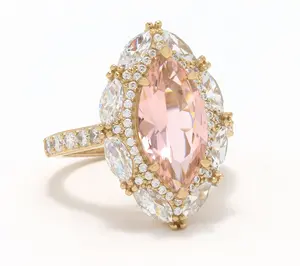 Diamonique Morganite Halo Ring, Sterling Silver