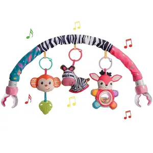 Baby Stroller Arch Toys, Crib Mobile for Infants Adjtable Bassinet Mobile with Universal Clamps, Activity Toy Bar for Bouncer Newborn Car Seat Stroller Sense Toy for Baby 0-12 Months