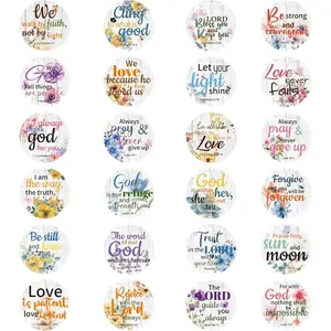 600 count  Verse Stickers, 24 Styles Floral Scripture Stickers Christian Religious Inspirational  for Crafts Cards Envelope Seals and Christian Party Easter Gifts,1.5 Inch