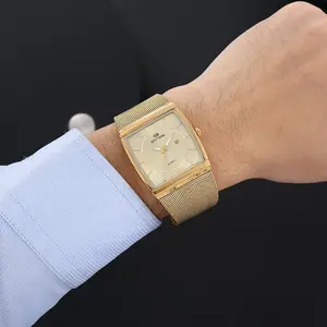 Rectangular Dial Men Watch Business Vintage Style Quartz Movement Waterproof Wristwatch For Daily Wear