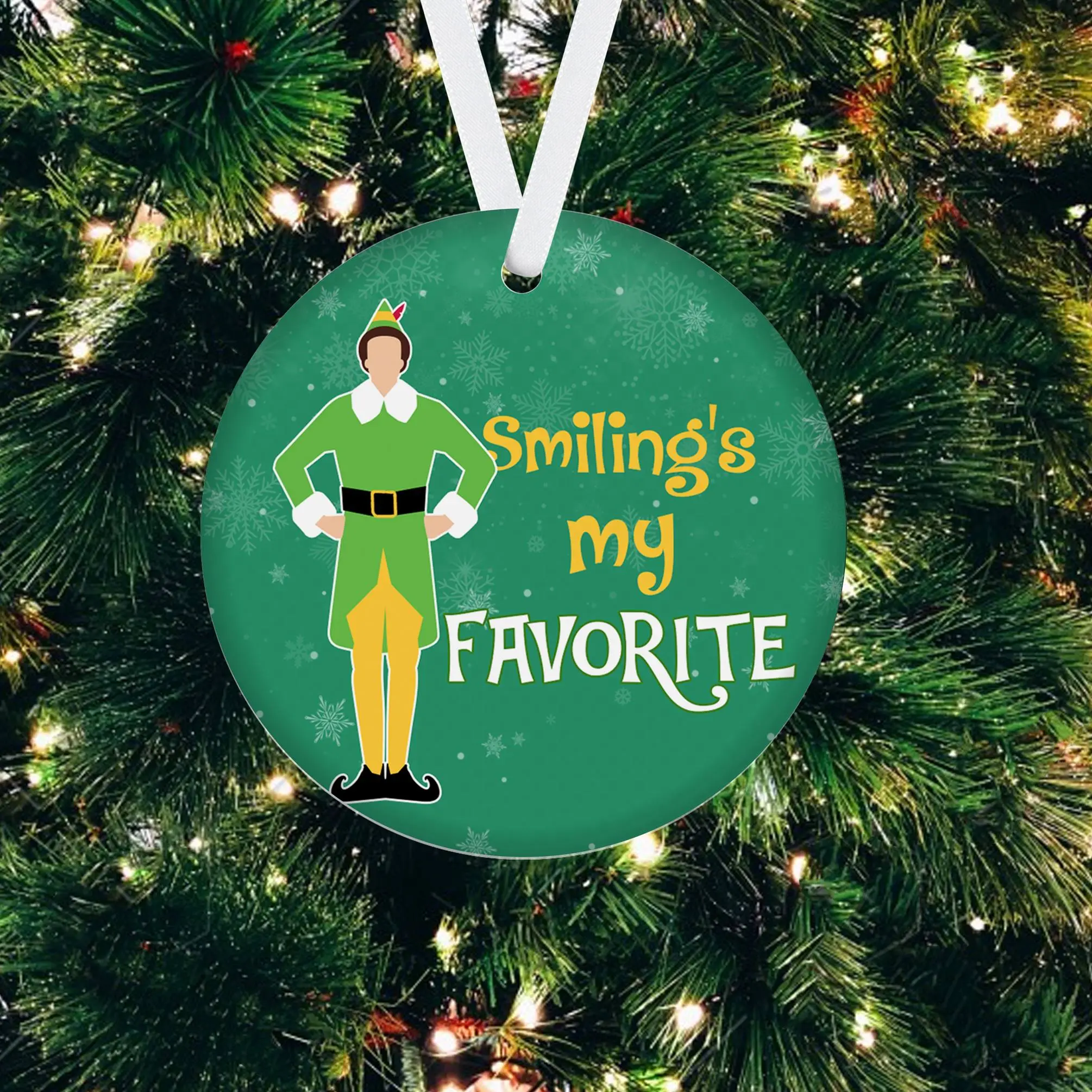 Buddy the Elf Ornament, Buddy Elf Christmas Ornament, Smiling's My Favorite, Retro 90s Christmas Movie, Christmas Keepsake, Party Supplies, Home Decor, Xmas Tree Decor