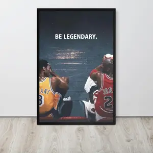 Kobe Bryant & Michael Jordan Poster  Wall Art, Vintage Print for Sports Fans & Home Decor (No Frame)