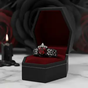 Infinity x Infinity Ring- Red Heart and Cross Diamond Option Gothic Ring
