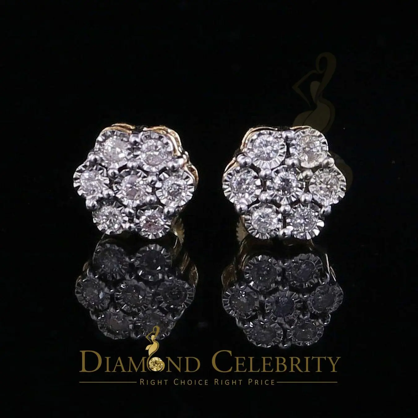 Diamond Celebrity's 0.25ct Diamond 925 Sterling Silver Yellow Floral Earrings For Men's/Women's