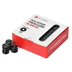 Style L Prewound Plastic Side 70D/2(60WT) Black Embroidery Bobbins(144 Bobbins)