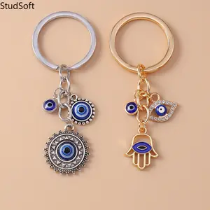 New Arrival: Retro Hip-Hop Style "Sun & Palm" Keychain — Uniquely Designed "Evil Eye" Key Ring Charm