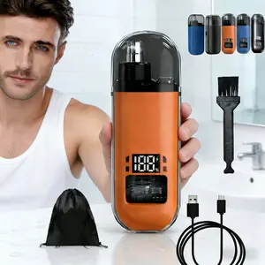 Rechargeable Electric Nose Hair Trimmer for Men Women, Painless Eyebrow & Facial Shaver, LED Digital Display, IPX7 Waterproof Dual Edge Blades, Multifunctional Hair Clipper Grooming Tool