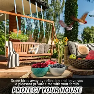 2 Rolls Bird Deterrent Ribbon (each Roll 50m, Total 100m), Reflective Dual-Sided Band for Orchards and Gardens, Non-Electric, Halloween & Christmas Decorations