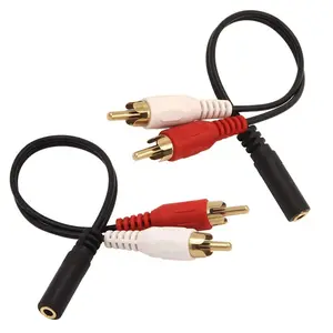 3.5mm Female to 2 RCA Male Stereo Audio Y Cable 2-Pack, Gold Plated Adapter Compatible for TV,Smartphones, MP3, Tablets, Speakers,Home Theater (8 inch)