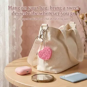 Heart Cookie Keychain, Bag Charm, 4.9cm Size, 3D Printed Pla Eco-Friendly Material, Cute Accessory for Daily Use