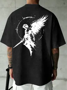 Men's Summer Casual Short Sleeve Tee, Retro Texture Design, Comfortable Fabric, Streetwear & Basketball, Trendy Print Pattern