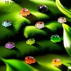 Glow in The Dark Frog Figurine, 10pcs/set Resin Miniature Decor, Translucent Frog Decor for DIY Terrariums, Fairy Gardens, Party Decorations