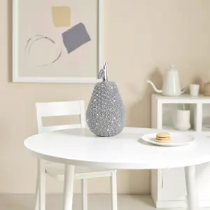 Beaded Silver Pear Statue Luxury Desktop Ornament Modern Home Decor Figurine Aesthetic Room Decor and Housewarming Gift