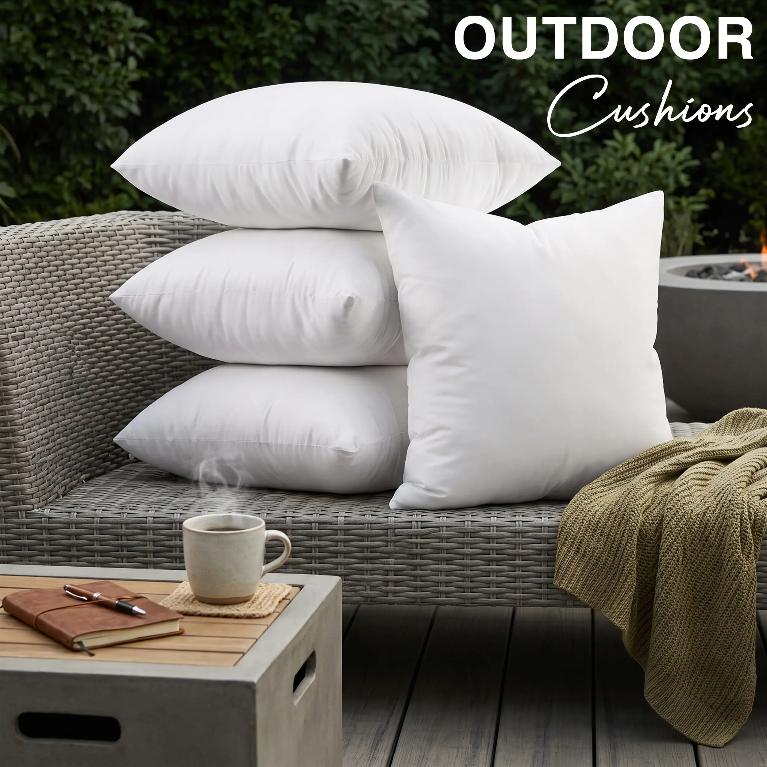 Utopia Bedding Outdoor Lumbar Pillow Inserts (Pack of 2 & 4) - White Smooth 7D Virgin Polyester Fabric, Durable, Water-Resistant, Breathable, Ergonomic Posture Support for Patio-Porch Furniture, Cozy Corner
