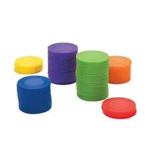 1 1/2" Assorted Bright Colors Stackable Plastic Counting Chips - 600 Pc.