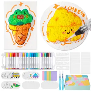 48-Pack Fluffy Foam Paper Art Kit with 24 Acrylic Markers, 4 Stencils & 2 Water Pens | Create Stunning 3D Textures – Ideal Gift for Young Artists