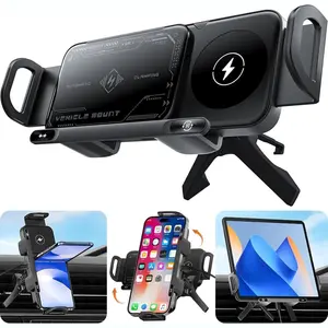 Smart Dual-Function Car Phone Holder & Wireless Charger, Automatic Rotation, Fast Charging, Compatible with Smartphones & Tablets, Car Mount