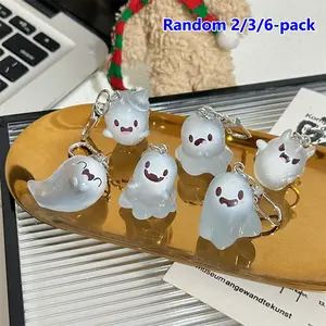 Creative Cute Glow-In-The-Dark Ghost Keychain, Funny 3D Halloween Figure, Book Bag Charm, Accessory, Fun and Unique Gift Idea