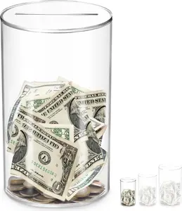 Must Break to Open Acrylic Piggy Bank for Adults & Kids, Clear Money Saving Jar Must Break to Open, Unopenable Piggy Bank for Coins, Birthday Gift