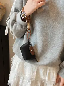 Fashion Versatile Mini Pendant Wallet, Earphone Bag Charm, Zipper Design, Stylish Accessory, All Seasons, Plain Pattern, Casual Style