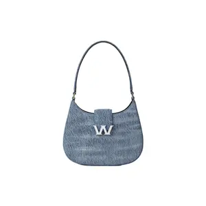 Alexander Wang Legacy Crystal W Logo Buckle Cotton Tote Shoulder Bag For Women In Light Indigo