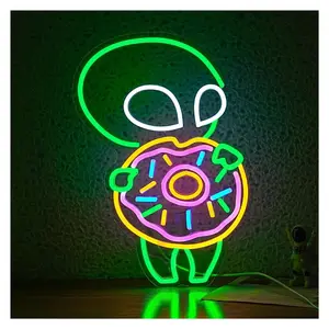 Sign Illuminated Alien Donuts Neon Sign Light Dimmable USB Powered For Dessert Shop Bakery Party Background Wall Decor 29cmx42cm