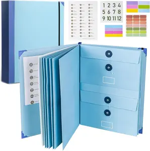 Document Organizer, Accordion File Folder Manila Pocket Organizer for Passports, Birth Certificates, Social Security Cards & Important Papers, Home Office Emergency Storage