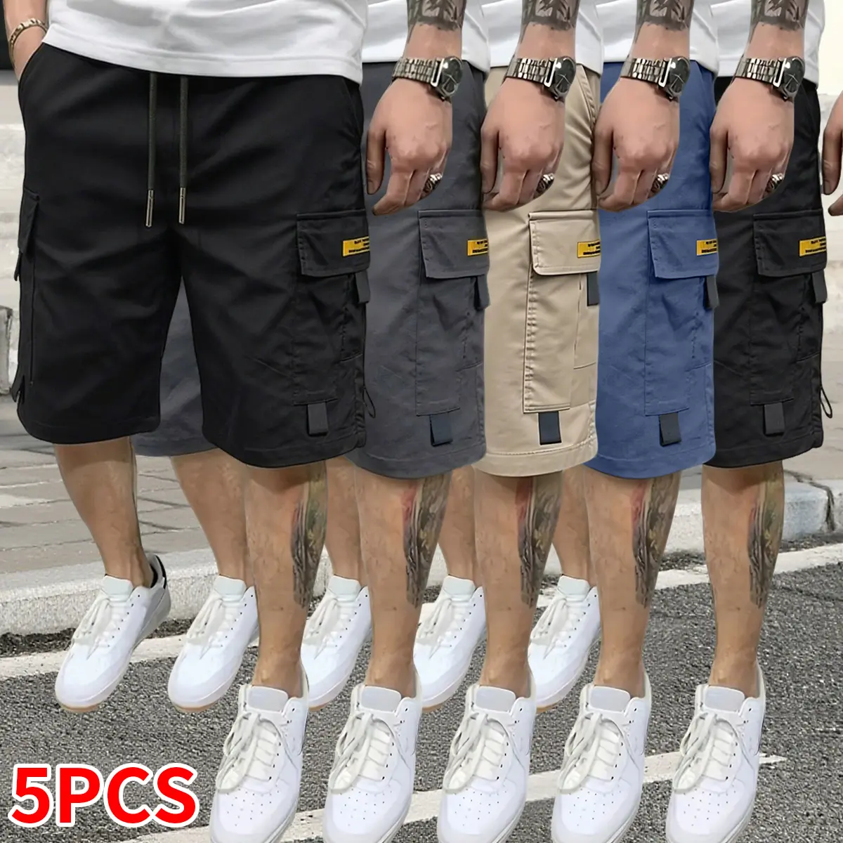 Black + Gray + Khaki + Blue + Black