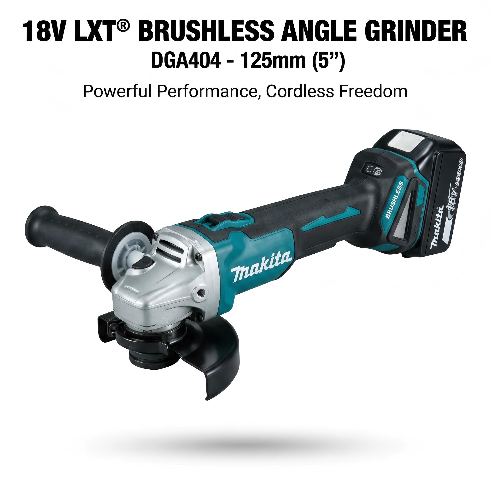 Makita DGA404 Brushless Angle Grinder Bare Tool – 5" Wheel Diameter at 8,500 RPM for Metal Cutting & Grinding
