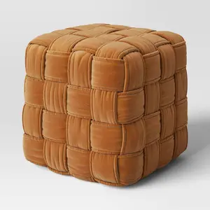 Square Woven Pouf Velvet - Threshold