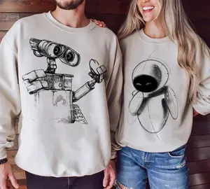 Gildan Boy Robot And Eve Girl Sketch Couple Shirts, Couple Matching Tee, Magic KingdomHoneymoon Trip Shirt
