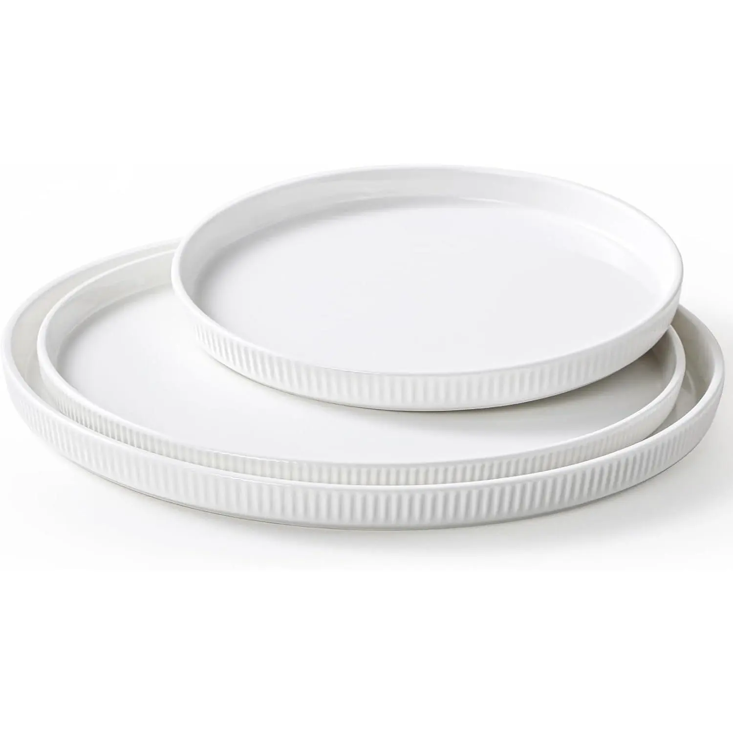 3 Packs Serving Platters, Large Serving Tray, Round Platters for Serving Food, Food Tray for Veggie Fruit Snack Dessert Cheese, White Ceramic Serving Trays for Party, Entertaining, 12.8"/10.8"/8.8"
