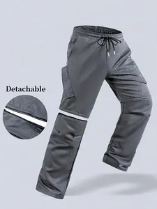 Men's Outdoor Two-Way Detachable Work Pants, Removable Leggings + Large Utility Pockets, Camping Hiking/daily Wear Comfort & Practicality