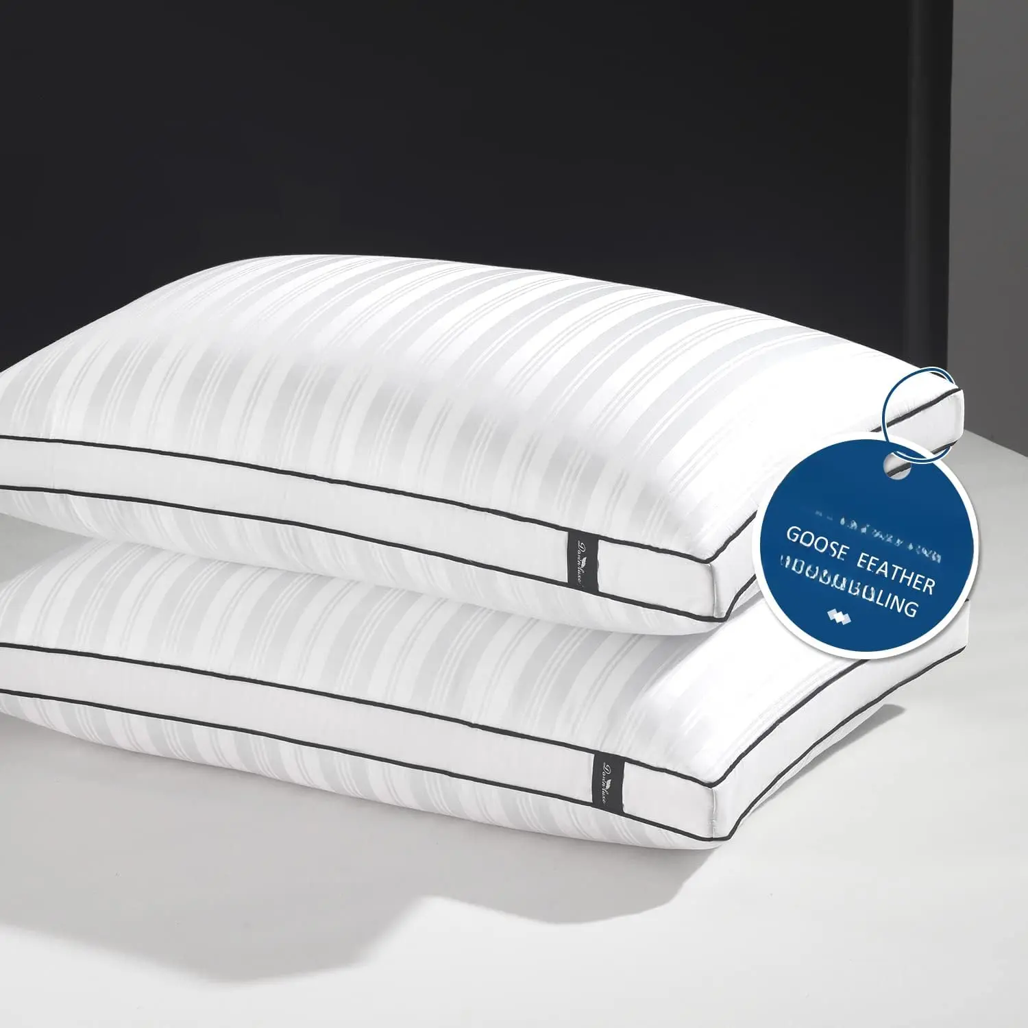 Goose  and Down Pillows - 2 Pack Gusseted Hotel Collection  Pillows for ,  or Side Sleepers,  Size Set of 2 (18"x26"x2")