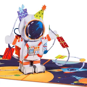 Paper Love Happy Birthday Astronaut Pop Up Card Exquisite 3D Design with Removable Note Tag for Personal Message Perfect Gift for Special Celebrations