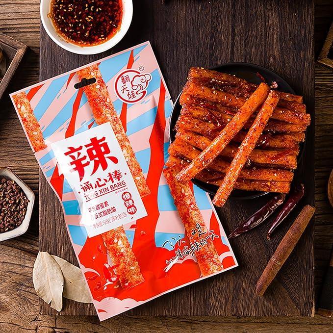 Spicy Strips 3 Packs Latiao Spicy Gluten Classic Chinese Special Snack Food, Vegan, , , 68g/2.39 Ounces per Pack (Pack of 3)