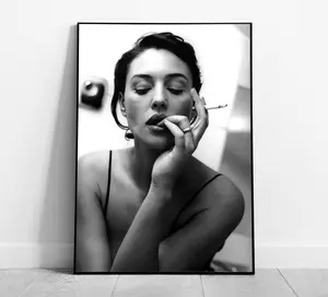 Monica Bellucci Smoking Poster, Black and White, Vintage Photo, Retro Wall Art, Feminist Print, Teen Girls Bathroom Decor