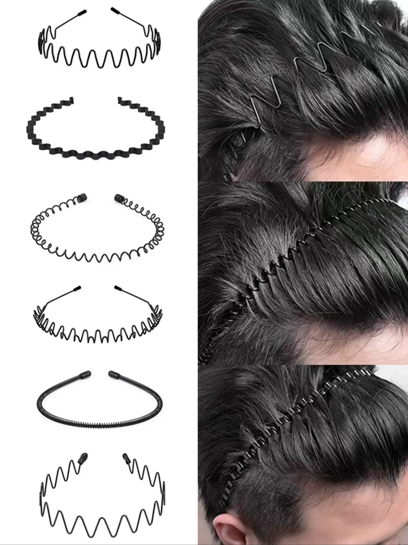 6pcs Wave Hairbands, Elastic Non-Slip Headbands for All Seasons, Casual Metal Hair Accessories for Sports & Daily Use, Zigzag Headband, Workout Headband, Athletic Headbands