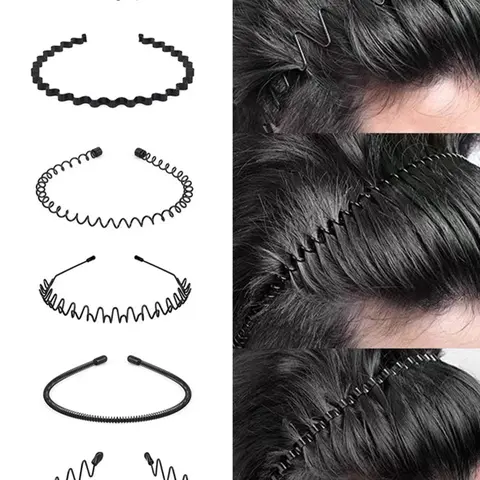 6pcs Wave Hairbands, Elastic Non-Slip Headbands for All Seasons, Casual Metal Hair Accessories for Sports & Daily Use, Zigzag Headband, Workout Headband, Gym Headband, Athletic Headbands