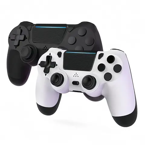 CORESI 2-Pack Bluetooth Twin Gaming Joystick Controllers for PS4/Slim/Pro, PC Controllers with Dual Vibration, Motion Sensor, Touch Panel, 3.5mm Headset Jack, Type-C Cable (Black & White) - Gaming Accessories