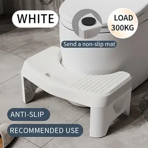 Squatting Potty for Adults, Toilet Poop Stool Adult, Plastic Toilet Squat Bathroom Stool for Pooping, Healthy Toilet Assistance Step, White，grey