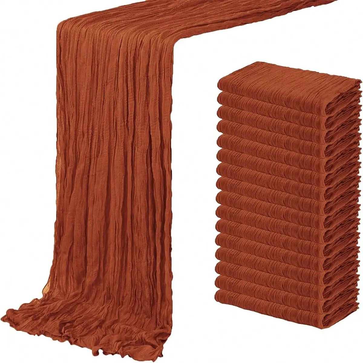 6/10Pack Terracotta Table Runner, 9FT 17*108 inch Cheesecloth Long Graduation Boho Gauze Table Runner Rustic Sheer Runner for Spring Summer Wedding Bridal Baby Shower Birthday Party Table Decor Home Easter Decor