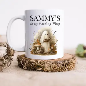 Personalised Halloween Friend Mug Ghost reading book halloween teen gift book lover christmas gift cute ghost mug book club gift new home