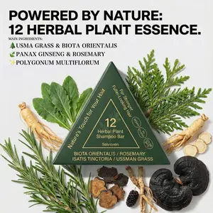 Selvioren 12-Herb Shampoo Bar | Plant-Based Hair Products | Cedarwood & Usma Grass for Density | Natural Thickening Soap for Thinning Hair | Sulfate-Free Grooming Essential | Promotes Hair Gloss & Vitality | Daily Scalp Care